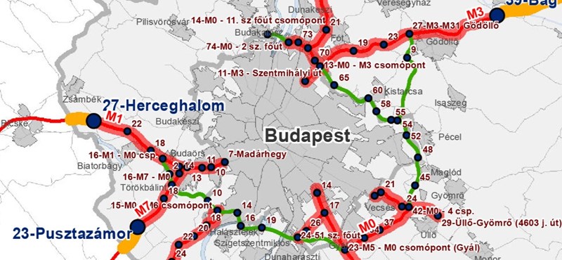 M0 fizetős szakasz térkép 2018